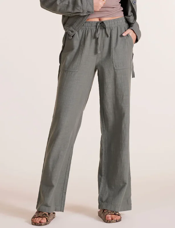 Bid Farewell To The Old Season Wide Leg Pocket Pant, Dark Sage