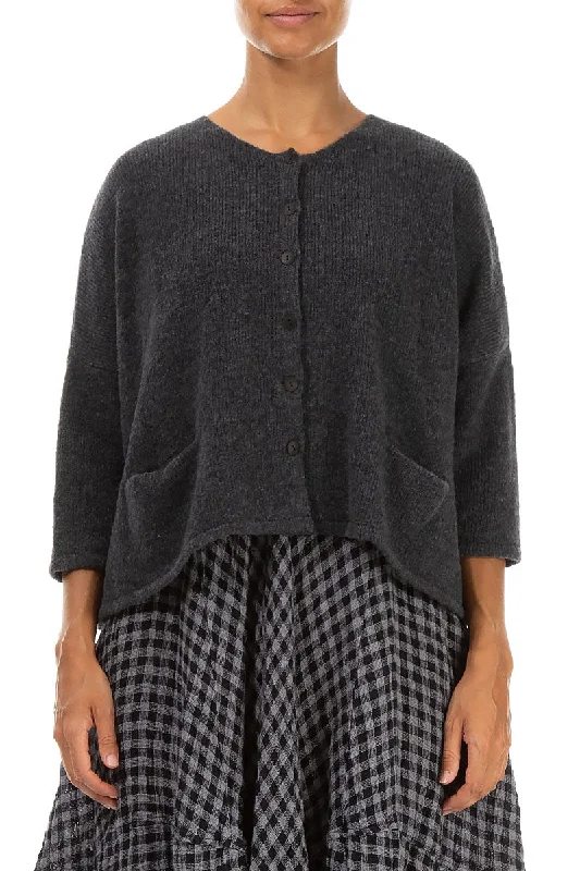 Must-Have Styles Short Loose Dark Grey Wool Cardigan