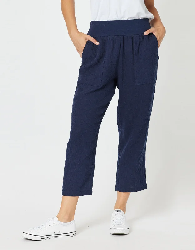 Fashion For Every Occasion Byron Cotton 7/8 Pant - Navy