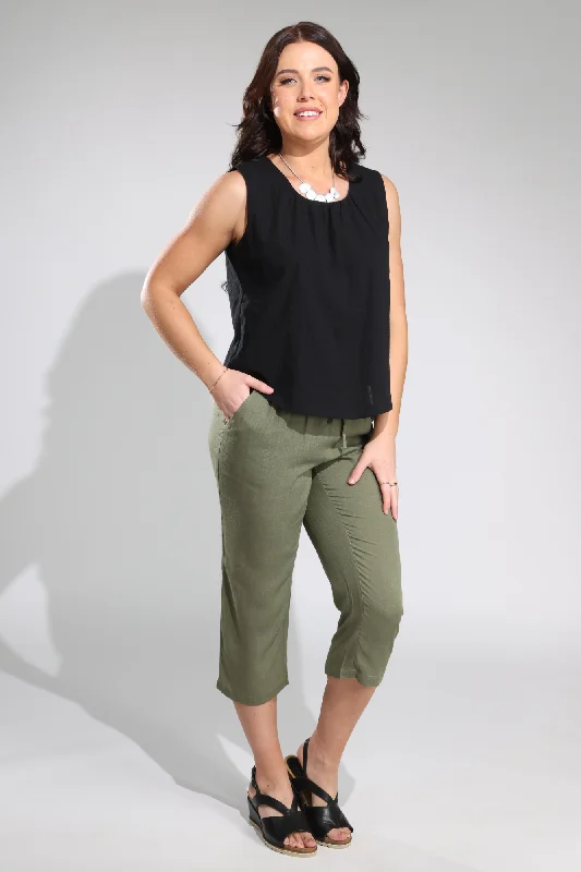 Stay Ahead In Style Pull on Mid Calf Pants | OLIVE | 3306A1