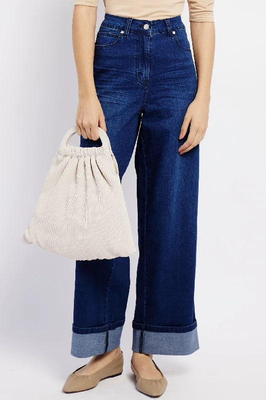 Catch Every Fashion Trend The Turn Up Straight Leg Jeans in Blue