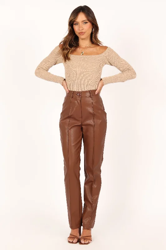 Flash Sale Starts Sandy Faux Leather Pants - Chocolate Brown