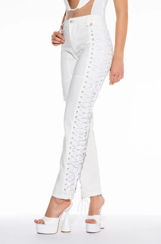 Trendsetter's Closet THE RIDERS SIDE LACE UP DENIM JEANS