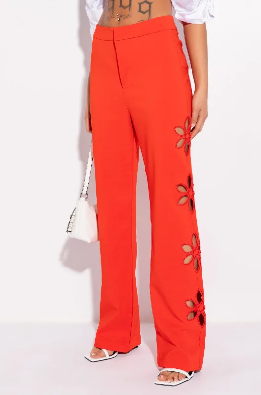 Effortless Everyday Wear THERE GOES THE ALARM HIGH WAISTED CUTOUT STRAIGHT LEG TROUSERS