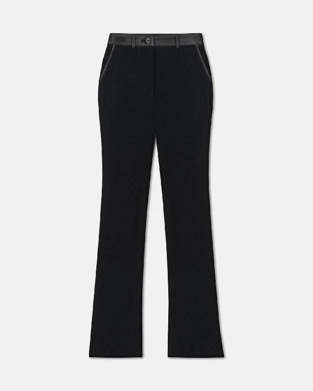 Huge Price Cut Mykas - Leather-Trimmed Ribbed-Jersey Pants - Black